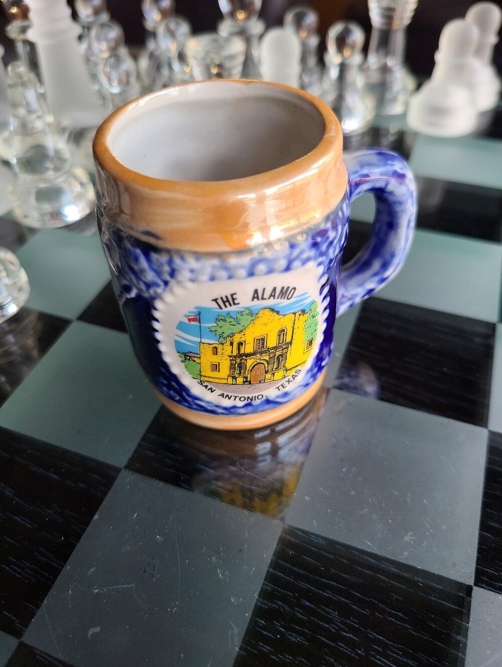 The Alamo San Antonio Ceramic Mini Mug - Blue & Tan